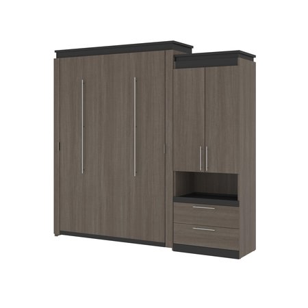 BESTAR Orion Queen Murphy Bed and Storage Cabinet with Pull-Out Shelf (95W), Bark Gray & Graphite 116888-000047